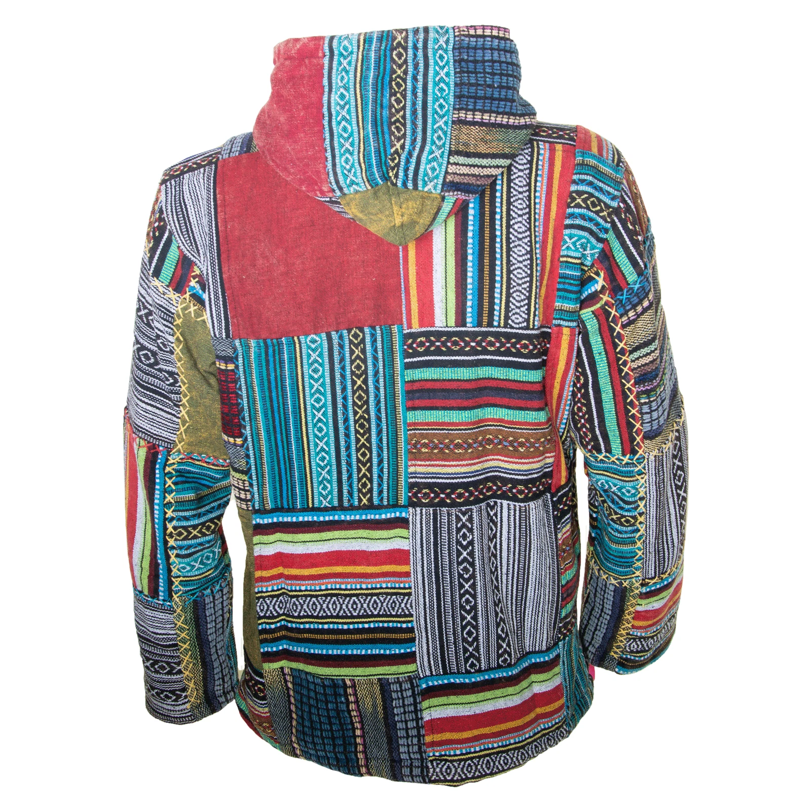 SACAI Felpa con cappuccio unisex patchwork Baja Jerga giacca alternativa hippie Goa Fair