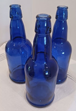 Cobalt Blue Glass Bottles Set Of 3