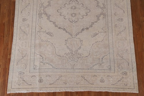 Muted Semi-Antique Tebriz Evenly Low Pile Area Rug Wool Handmade Carpet 6'x9' - Picture 6 of 12