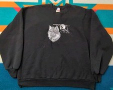 Vintage Embroidered Wolf Sweatshirt Made In USA Wolves Howling Nature Tree 2XL