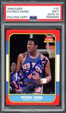 Patrick Ewing Signed 1986-87 Fleer RC Knicks PSA 7 Gem 10 Auto PSA/DNA 76568889