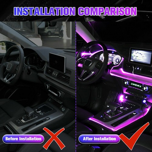 RGB Car Interior Led Strip Light Optic Fiber Atmosphere Lamp With App Control LM - Picture 4 of 10