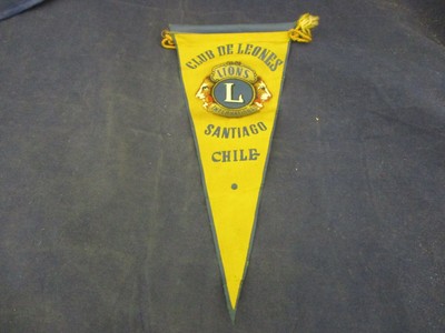 Bannière Vintage Lions Club International - Drapeau Chili New York Lioness - Occasion
