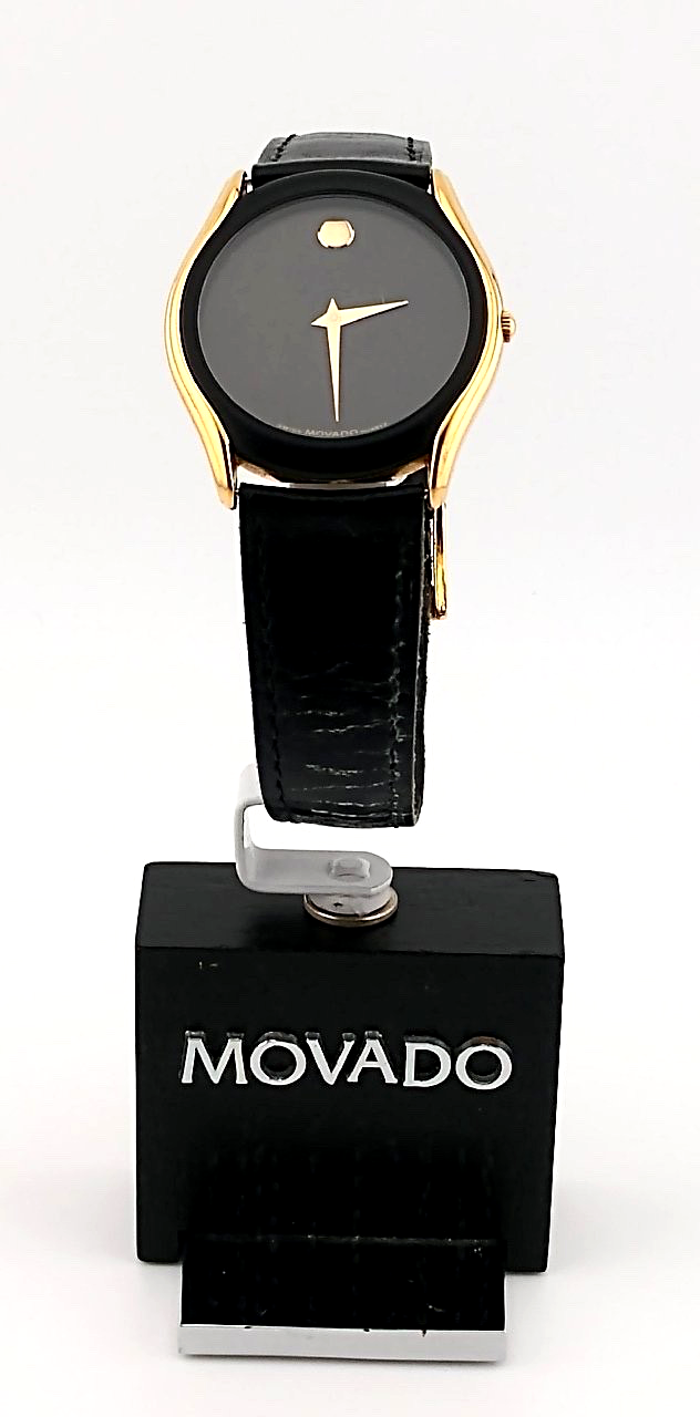 Movado Ladies Classic Museum 2-Tone 18k Gold Plate Stainless Steel Watch Superb Condition  