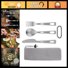 Lightweight Titanium Flatware Set - Knife, Fork, Spoon, Cutlery for Camping, Tra