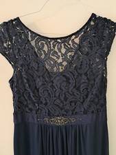 Adrianna Papell Dress Womens Navy Lace Formal Maxi Empire Waist Womens Size 6