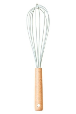 Antihaftbeschichteter Silikon Schneebesen Nova Salbei Grün Holzgriff Hitzebeständiger Mixer
