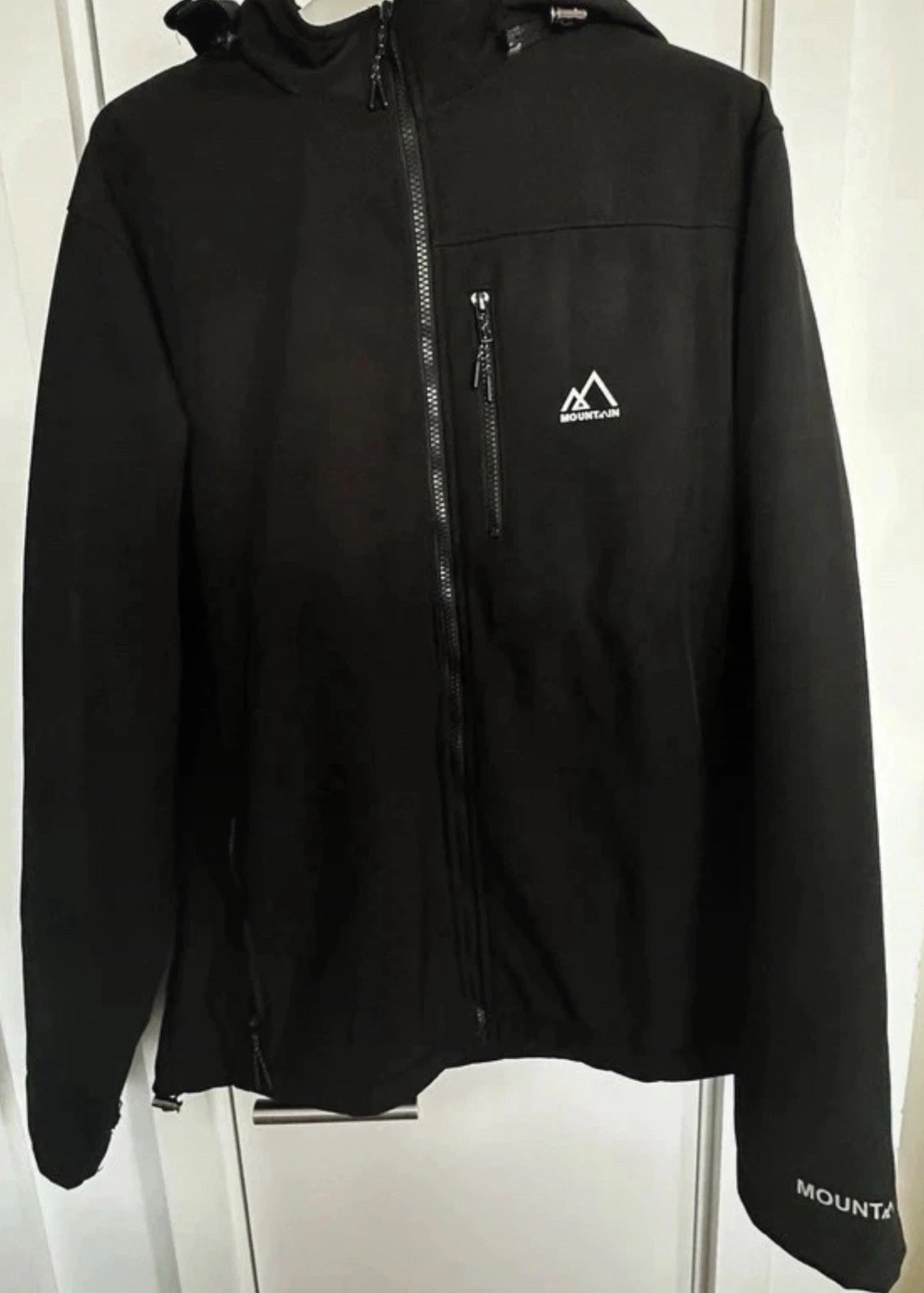 Men's, boys windproof, waterproof black hooded coat, jacket, in UK size XL