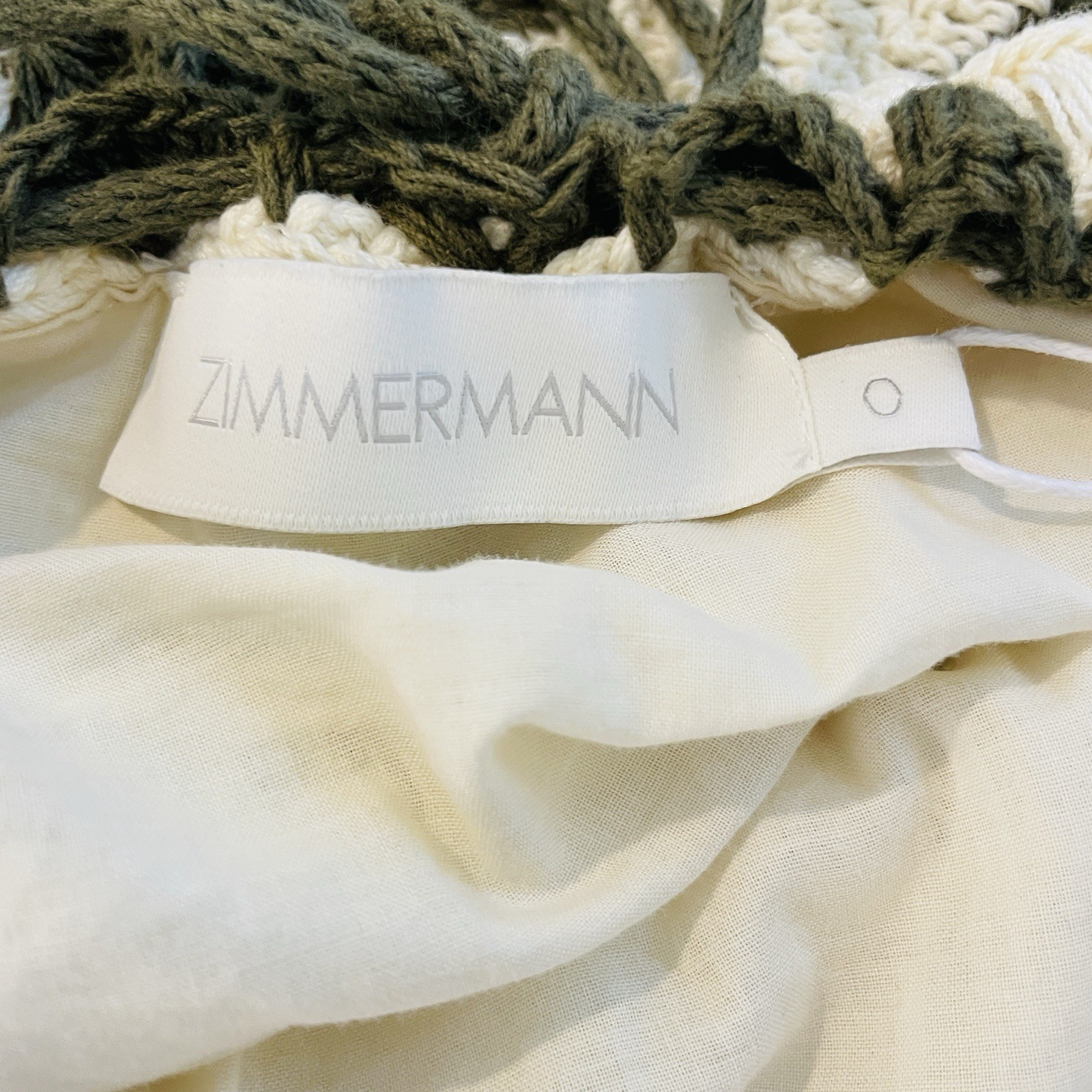 Zimmermann Devi Frill Cotton Crochet Midi Dress Size 0/AU 8/US 4 Cross Back Tie