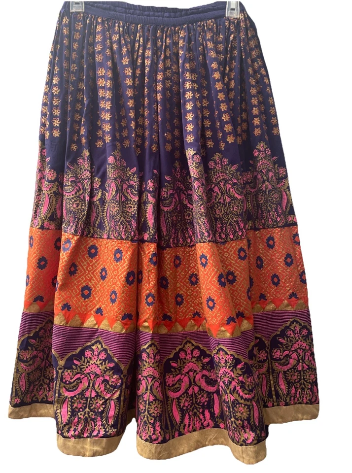 Maxi Falda Larga De Colección Años 60 70 Hippie Colorida Floral Paisley Cintura 24-32   Foto 2 de 4