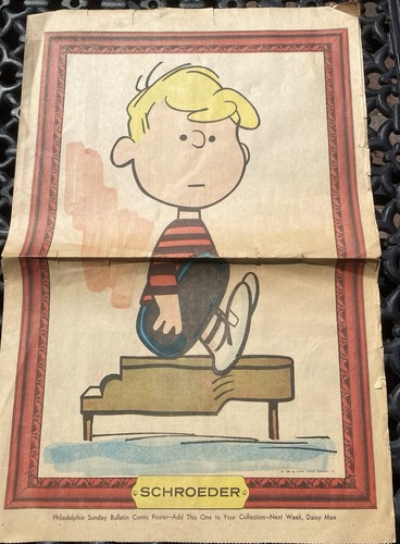 1968 Schroeder Peanuts Newspaper Comic Poster Philadelphia Bulletin
