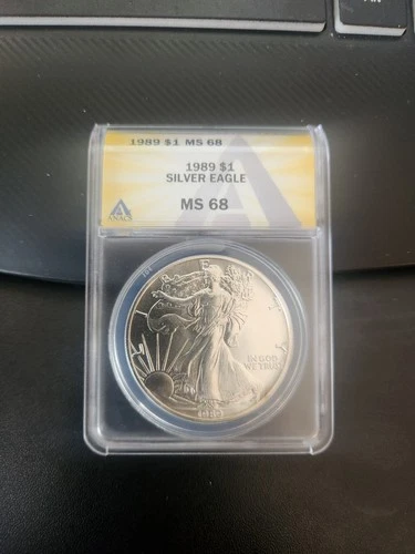1989 American Eagle Silver Dollar Graded ANACS MS68