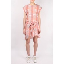 Ulla Johnson Theo Pink Plaid Tie Waist Dress Short Sleeve Size 6