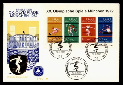 DR WHO 1972 GERMANY FDC OLYMPICS SPORTS SEMI POST S/S R42118