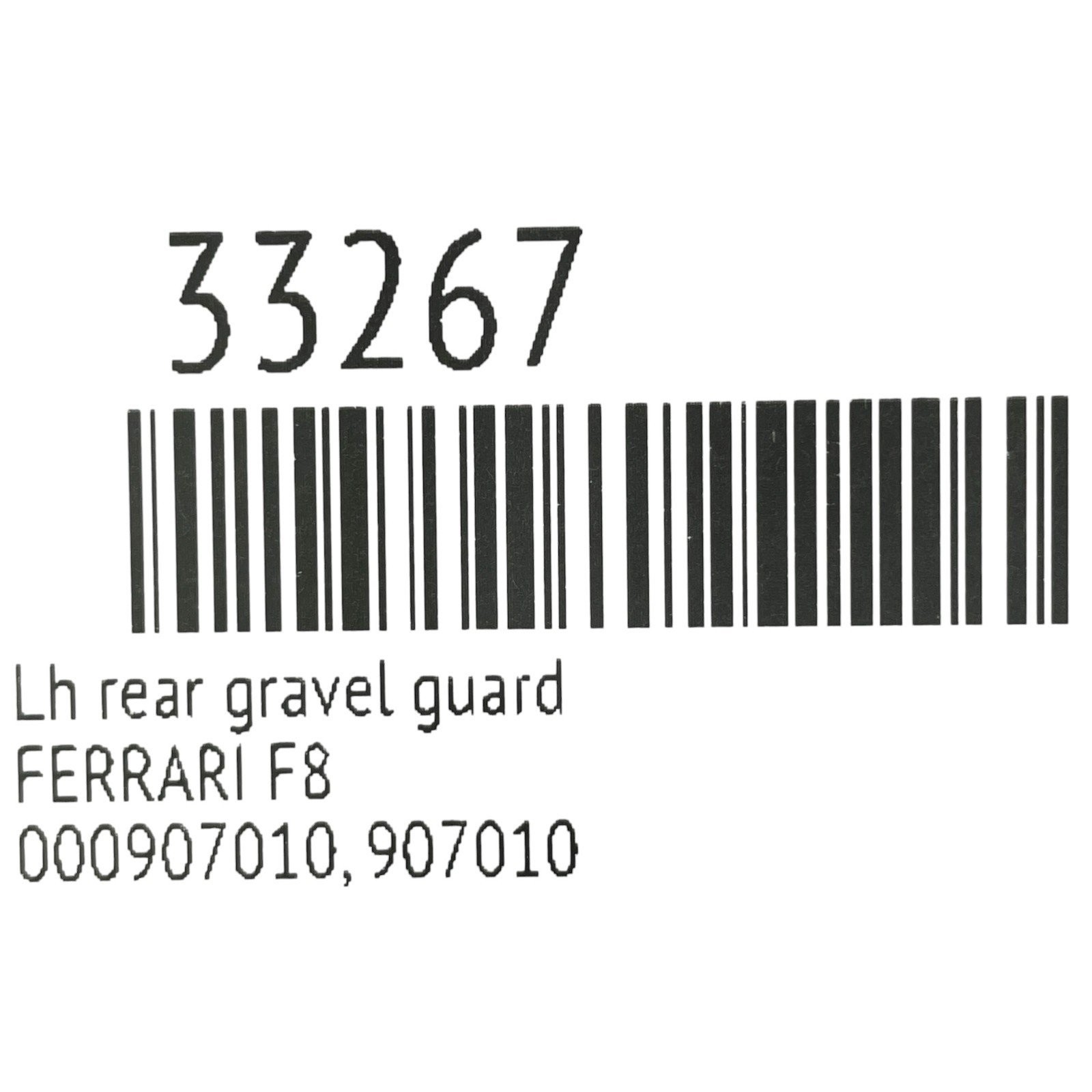 Ferrari F8 2020-2025 Rear Left Side gravel guards Set