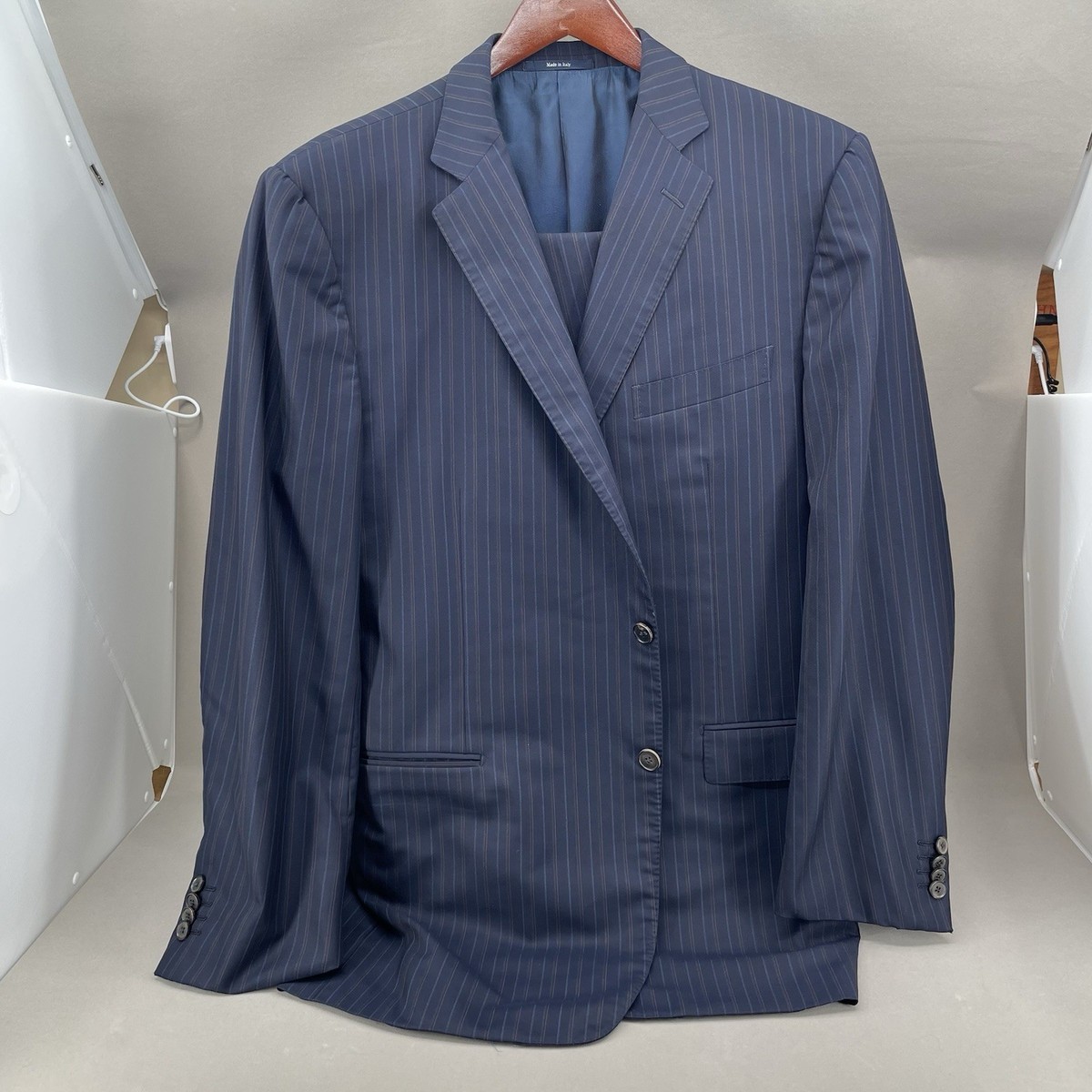 Ermenegildo Zegna Men's 15 Milmil 15 Blue Striped Wool Suit Size