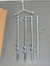 Ground Anchors Screw in - 12 Inch Set of 4 Stakes Heavy Duty - Trampoline
