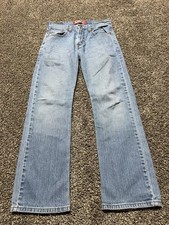 Vintage Levis 514 Boys Jeans Size 14 Blue Denim Distress 27X27 Slim Straight