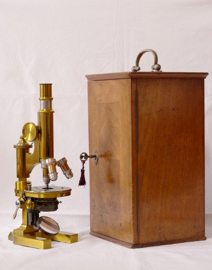 Antique Ernst Leitz Stand Ia Microscope 1894 Complete Set Walnut 