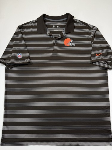 Nike Cleveland Browns Poloshirt Herren 2XL braun gestreift Dri-Fit authentisch NFL