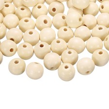 100Pcs Large Hole Wooden Beads, 18x20mm Natural Round Wood Bead, White