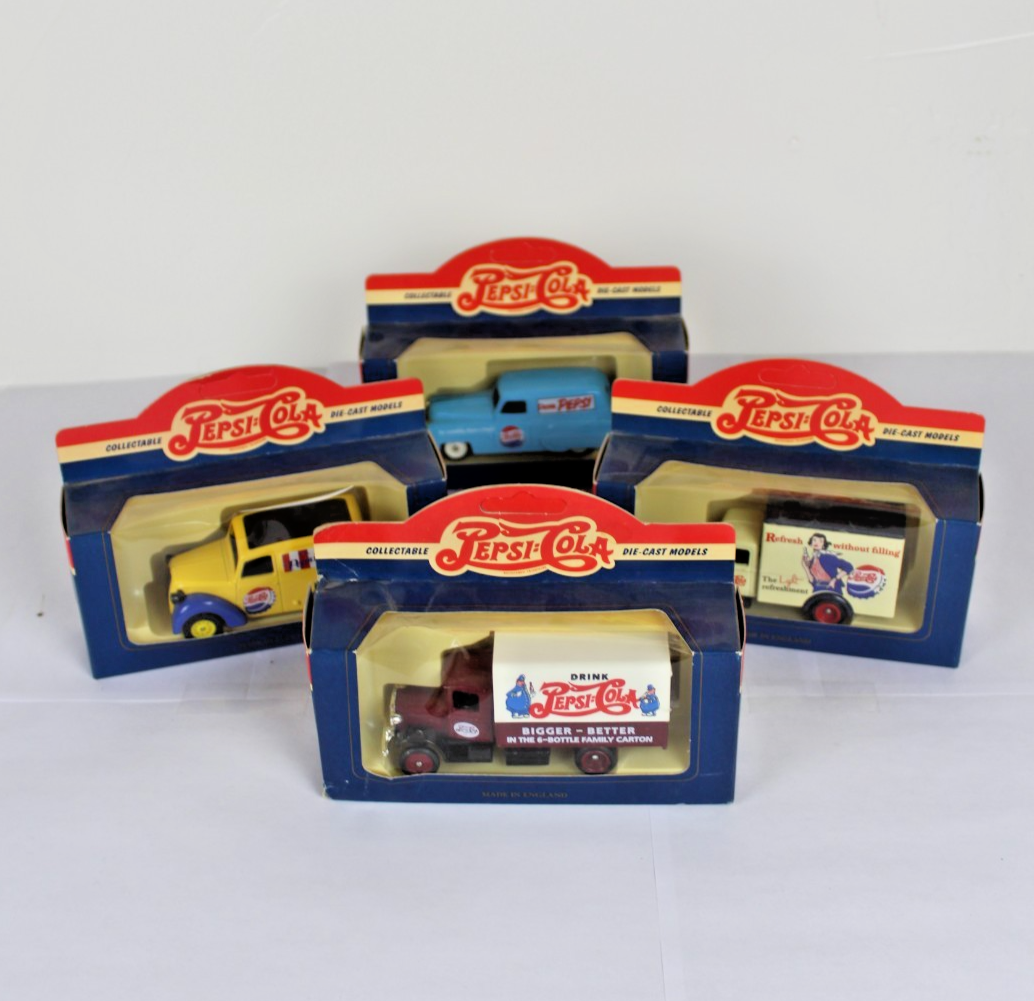 Pepsi Cola Die Cast Lledo Model Cars Delivery Trucks 4pcs NEW SEALED RARE MINT💎