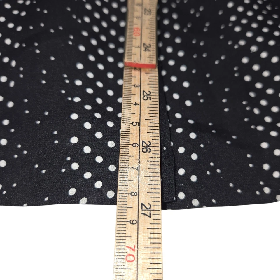 Falda midi Talbots de seda pura a lunares corte sesgado volantes negra blanca para mujer 10 Foto 4 de 4