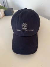 Brunello Cucinelli Navy Baseball Cap Leather Strap Made in Italy Luxury