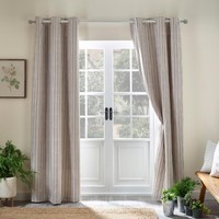 Catherine Lansfield Logan Stripe 66x90 Inch Lined Eyelet Curtains  Natural
