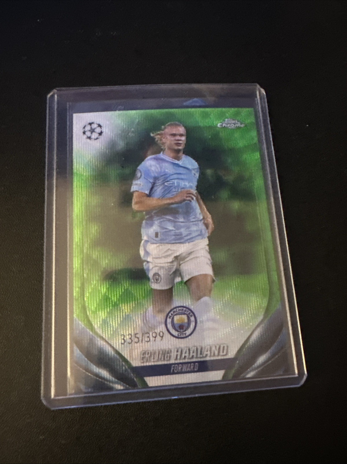 2023-24 Topps Chrome UEFA Club Erling Haaland #39 Neon Green Wave Refractor /399