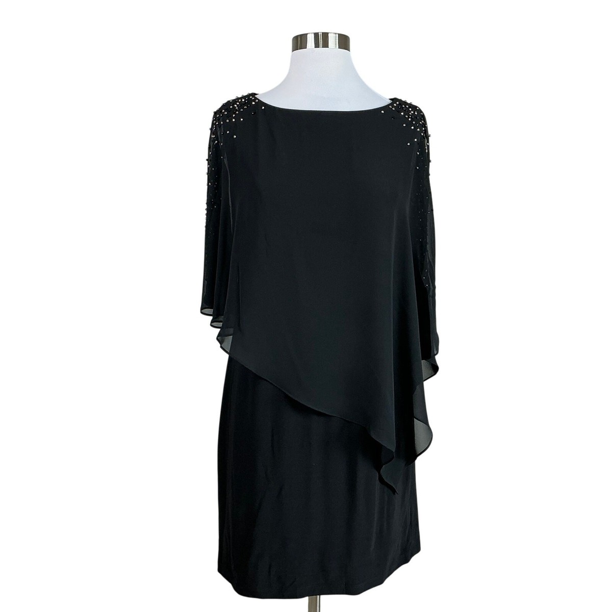 xscape beaded cocktail dress 1920s Beaded Rhinestone Cream Silk Birdcage Cut-Out Fringe Flapper Dre