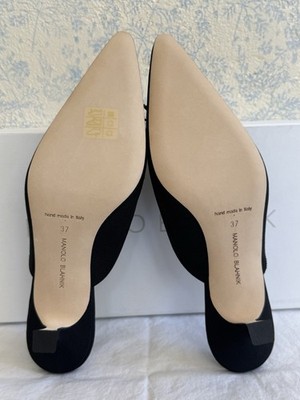 Manolo Blahnik Black Grosgrain Orientalia Pearl Crystal Mules