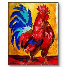 Gallo Arte Original 11x14 Lienzo Vibrante Audaz Decoración del Hogar Bellas Artes Coleccionista