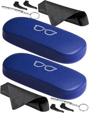 Glasses Case, 2 Pack Unisex Hard Shell Eyeglass Case PU Leather Hard Eyeglass Ca
