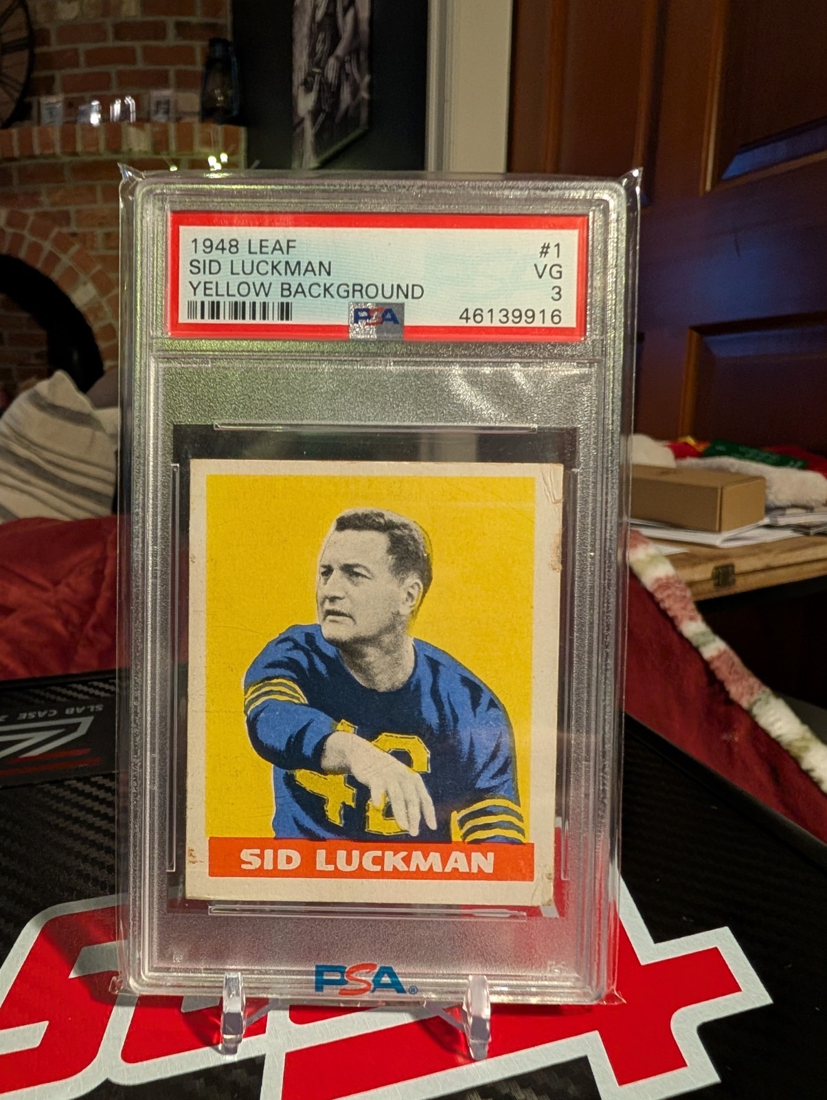 1948 Leaf Sid Luckman #1 Yellow Background (RC) - PSA 3