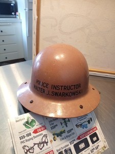 vintage fiberglass police helmet police instructor