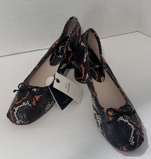ZARA Snake Animal Embossed Print Low Heels Orange Brown Shoes Sz EU 40 US 9 NWT