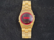 *Rare* Vintage GoldToned Eaton MWC Red LED Wristwatch Aftermarket Band *Working*
