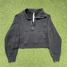 Lululemon Scuba Oversized Half Zip Hoodie Black Cropped Sweatshirt XS/S Read