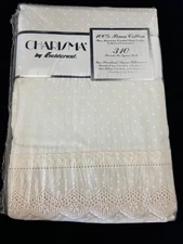 CHARISMA FIELDCREST 100% Supima Cotton 310 Std/Q Pillowcases Lace Parchment