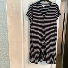 J.CREW Women's Black White Striped Short-Sleeve Knit Dress Size S