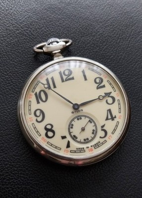 alte Taschenuhr-'' Molnija '', mit Motiv - Motorrad/Motorrad Rennfahrer
