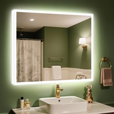 31.5x27.5in Bathroom Mirror with Lights Inside Bluetooth Dimmable Anti-Fog