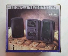 Vintage Mini AM/FM Clock Radio w/LCD Alarm AS-28 Separate Speakers