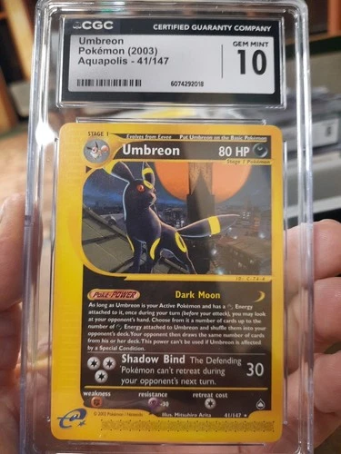 Umbreon Aquapolis Cgc 10 Gem Mint 41/147 Pokemon 2003 Non-Holo Rare Card Graded