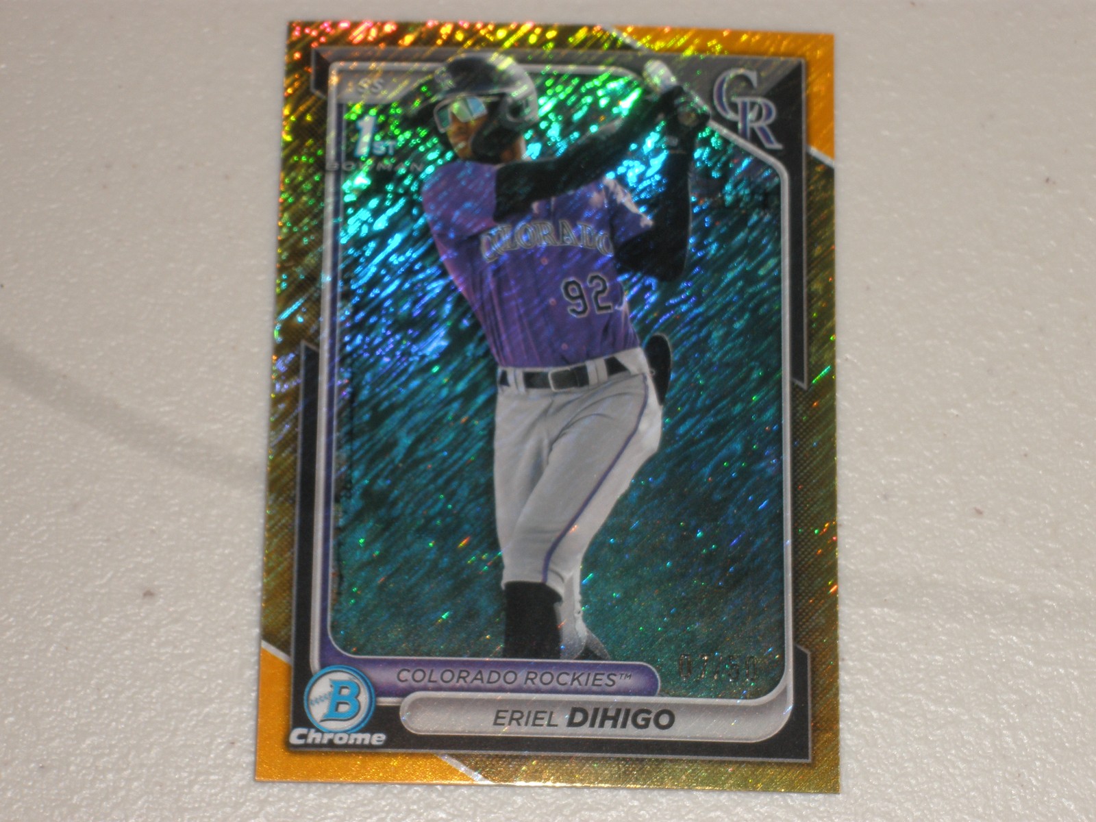 2024 Bowman Chrome Prospect 1st Gold Shimmer Refractor #200 Eriel Dihigo 07/50