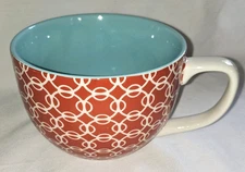 Dowan Over Sized Coffee Mug ~ Soup Mug With Handle  White Blue Red