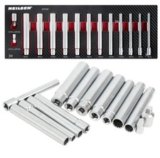 14pc Extra Deep Socket Set 8mm to 19m And Adaptors In EVA Foam Tray Neilsen Tool