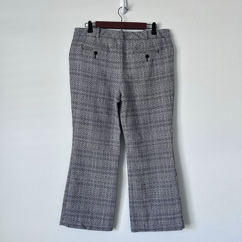 Worthington Ladies 12P Grey Black White Tweed Wide-leg Career Pants Belt Loops - Image 2 of 4