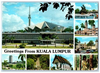 1986 Greetings From Kuala Lumpur Multiple Views Park Statue Building MY Postcard